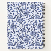 Personalized Blue Floral Spiral Notebook 8.5x11 Notizblock (Rückseite)