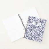 Personalized Blue Floral Spiral Notebook 8.5x11 Notizblock (Innenseite)