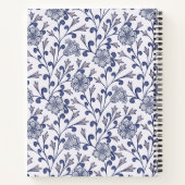 Personalized Blue Floral Spiral Notebook 8.5x11 Notizblock (Rückseite)