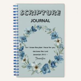 Personalized blue flower Bible Scripture jeremiah  Notizblock