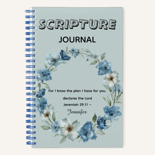 Personalized blue flower Bible Scripture jeremiah  Notizblock (Vorderseite)