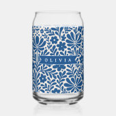 Personalized Blue Folk Floral Nordic Custom Dosenglas (Rückseite)