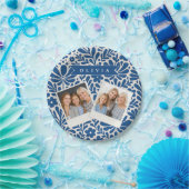 Personalized Blue Folk Floral Nordic Custom Pappteller (Party)