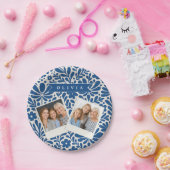 Personalized Blue Folk Floral Nordic Custom Pappteller (Party)