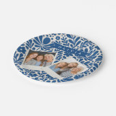 Personalized Blue Folk Floral Nordic Custom Pappteller (Schrägansicht)
