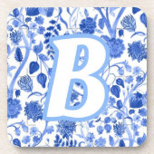 Personalized Blue French Toile B Getränkeuntersetzer (Vorderseite)