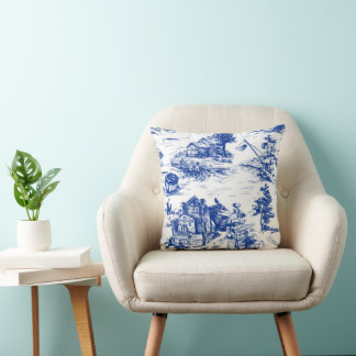 Personalized Blue French Toile  Kissen