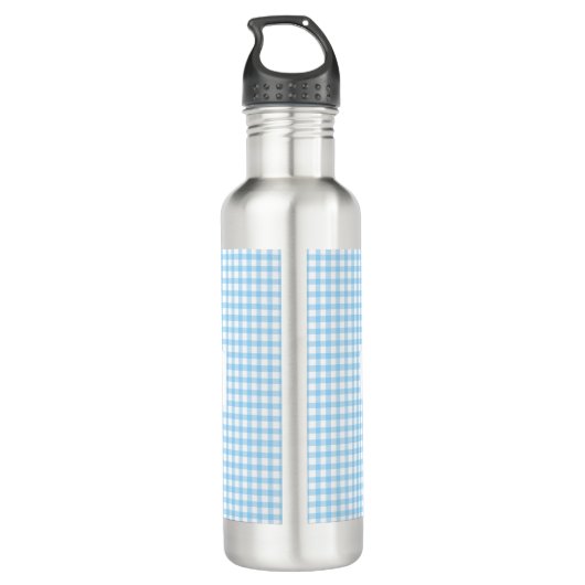 Personalized Blue Gingham Pattern & Custom Name Edelstahlflasche (Rückseite)