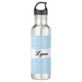 Personalized Blue Gingham Pattern & Custom Name Edelstahlflasche (Vorderseite)