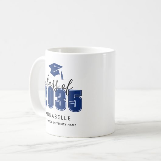Personalized Blue Graduation Kaffeetasse (Vorderseite Links)