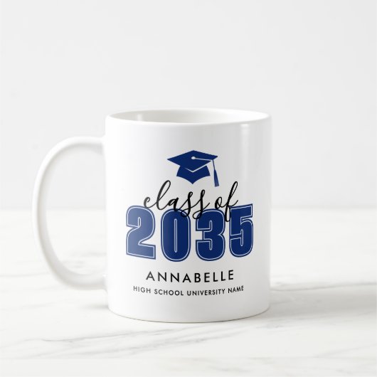 Personalized Blue Graduation Kaffeetasse (Links)