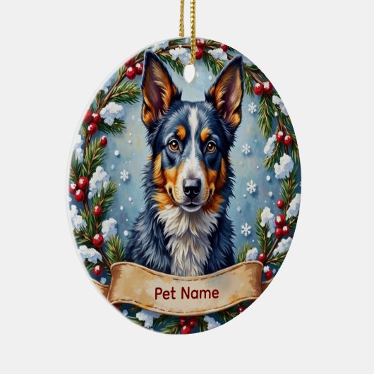 Personalized Blue Heeler Christmas Keramik Ornament (Rechts)