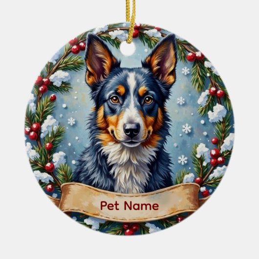 Personalized Blue Heeler Christmas Keramik Ornament (Vorne)