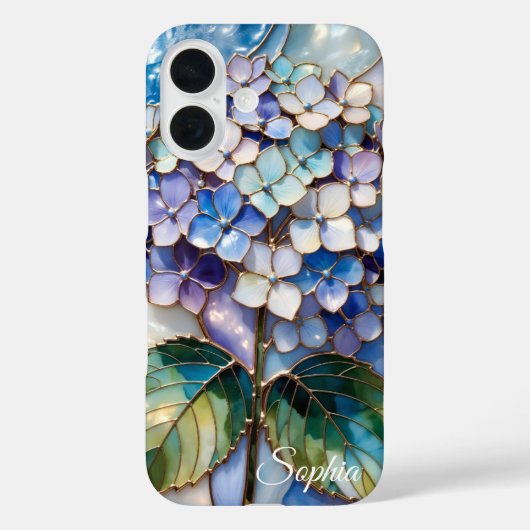 Personalized Blue Hydrangea Phone Case Floral (Rückseite)