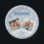 Personalized Blue Lace Floral Elegant Romantic Pappteller<br><div class="desc">A serene, sophisticated, and classic style is produced by delicate lace accents and soft blue tones. For those who enjoy delicate beauty, romantic patterns, and significant personalized pieces that feel distinctive and one-of-a-kind, this Personalized Blue Lace Floral Collection was created. The elaborate floral lace in the design was influenced by...</div>