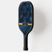 Personalized Blue Leopard Print Tropical Floral Pickleball Schläger (Links)