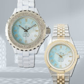 Personalized Blue Marble Women’s Rhinestone Watch  Armbanduhr