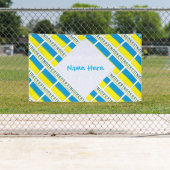 Personalized Blue Name Ukraine Flag Tiled Outdoor Banner (Insitu)