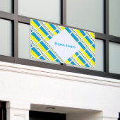 Personalized Blue Name Ukraine Flag Tiled Outdoor Banner (Äußeres Gebäude)