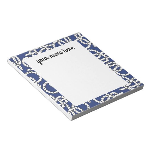 Personalized Blue Nautical Knots Notepad Notizblock (angewinkelt)