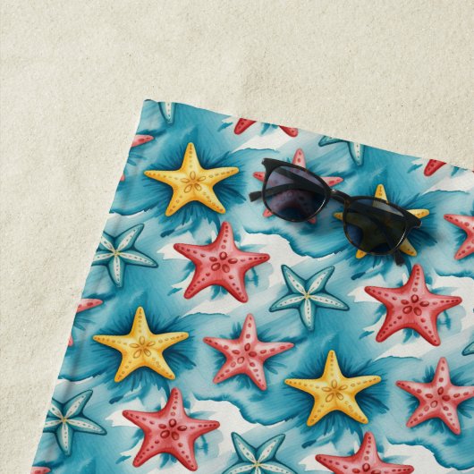 Personalized Blue Nautical Starfish Strandtuch (Beispiel)
