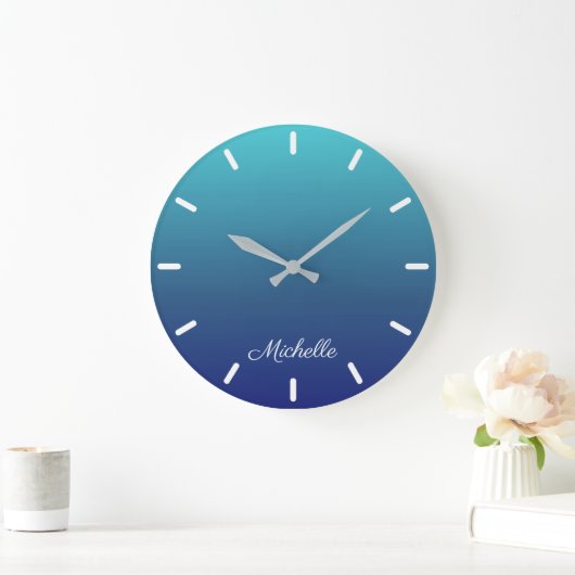 Personalized blue ombre gradient große wanduhr (Zuhause)