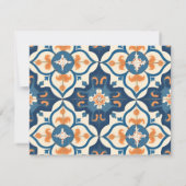 Personalized Blue Orange Tile Stationery Mitteilungskarte (Rückseite)