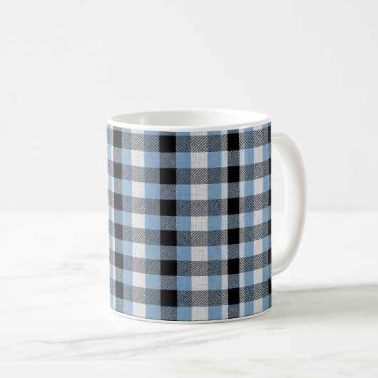 Personalized Blue Plaid Panda Kaffeetasse (VorderseiteRechts)