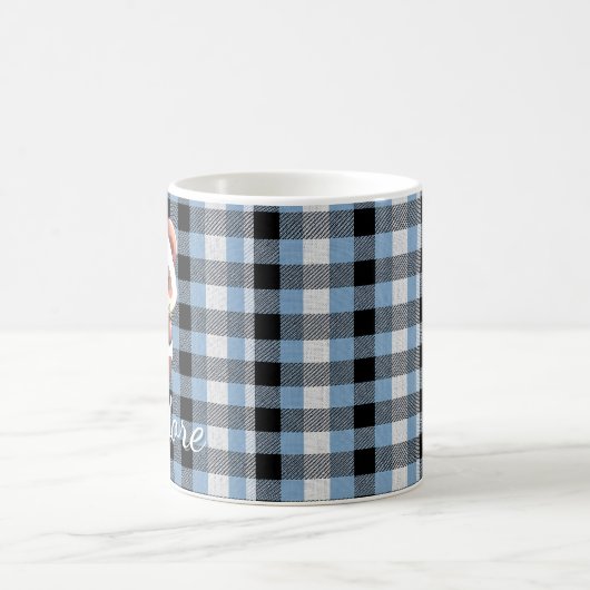 Personalized Blue Plaid Panda Kaffeetasse (Mittel)