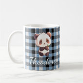 Personalized Blue Plaid Panda Kaffeetasse (Links)