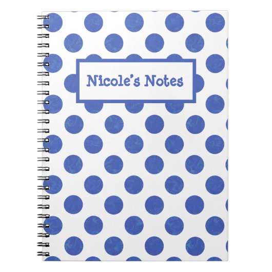 Personalized Blue Polka Dots Notizblock (Vorderseite)