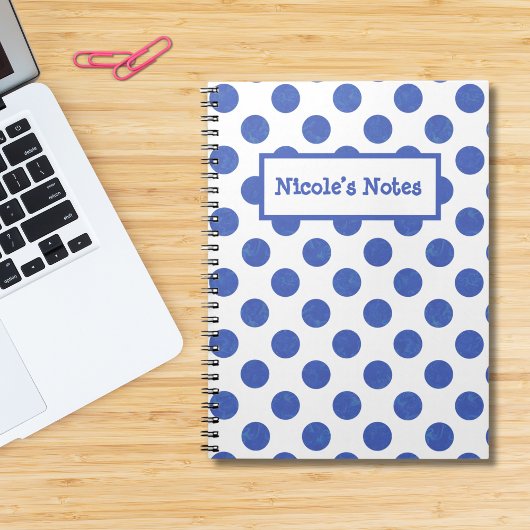 Personalized Blue Polka Dots Notizblock