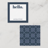 Personalized Blue Retro Flower Mitteilungskarte (Vorne/Hinten)