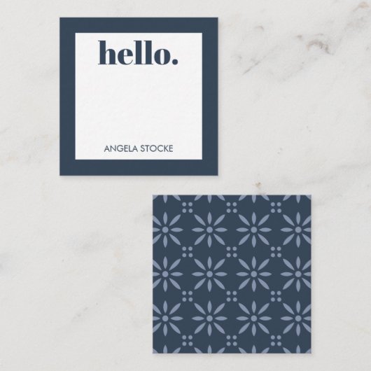 Personalized Blue Retro Flower Mitteilungskarte (Vorne/Hinten)