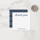 Personalized Blue Retro Flower Mitteilungskarte (Vorderseite/Rückseite Beispiel)