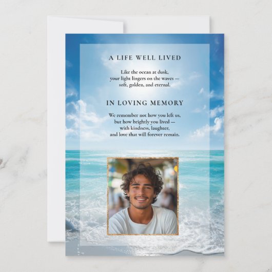 Personalized Blue Sky Funeral Invitation Einladung (Rückseite)