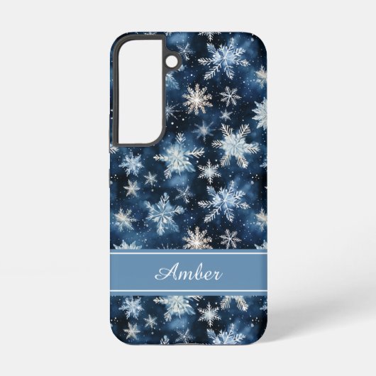 Personalized Blue Snowflake Phone Case Samsung Galaxy Hülle (Rückseite)