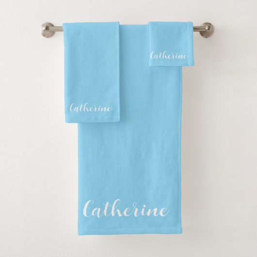 Personalized Blue Towels Set with Name  (Insitu)