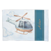 Personalized Blue Watercolor Helicopter Pillowcase Kissenbezug (Vorderseite-Links)