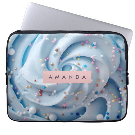 Personalized Blue Whipped Frosting Sprinkle Laptopschutzhülle (Vorderseite)