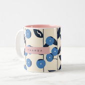 Personalized Blueberry Vine Nature Zweifarbige Tasse (Vorderseite Links)