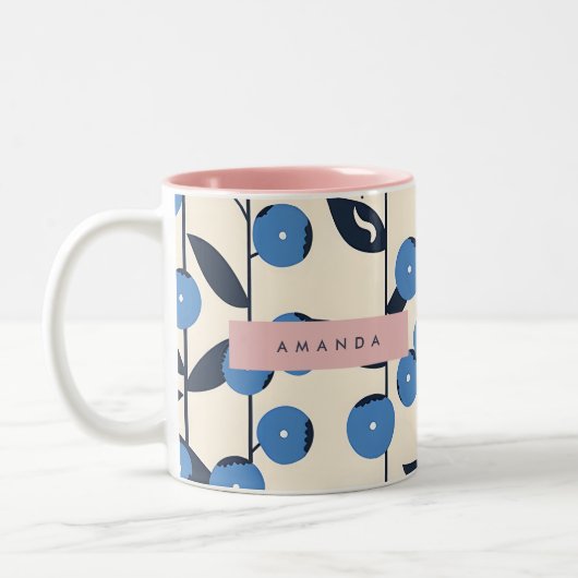 Personalized Blueberry Vine Nature Zweifarbige Tasse (Links)