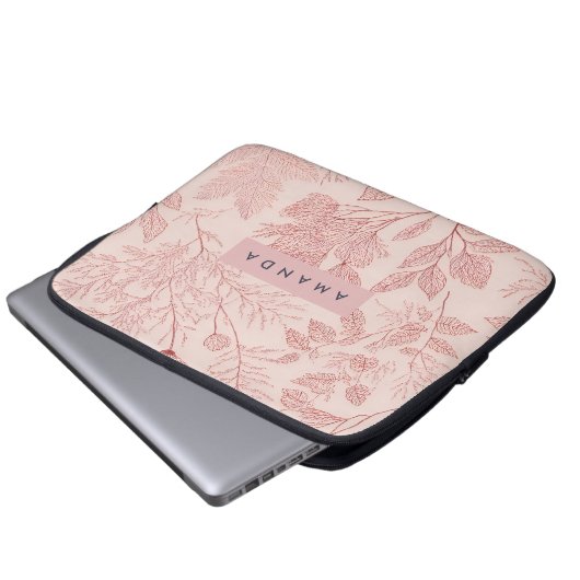 Personalized Blush Botanical Floral Design Laptopschutzhülle (Vorne Knopf)