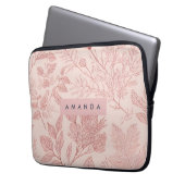 Personalized Blush Botanical Floral Design Laptopschutzhülle (Vorderseite Links)