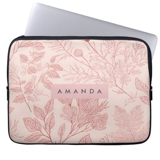 Personalized Blush Botanical Floral Design Laptopschutzhülle (Vorderseite)