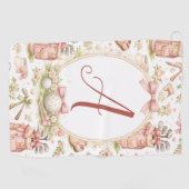 Personalized Blush Bow Golf Monogram Golfhandtuch (Horizontal)