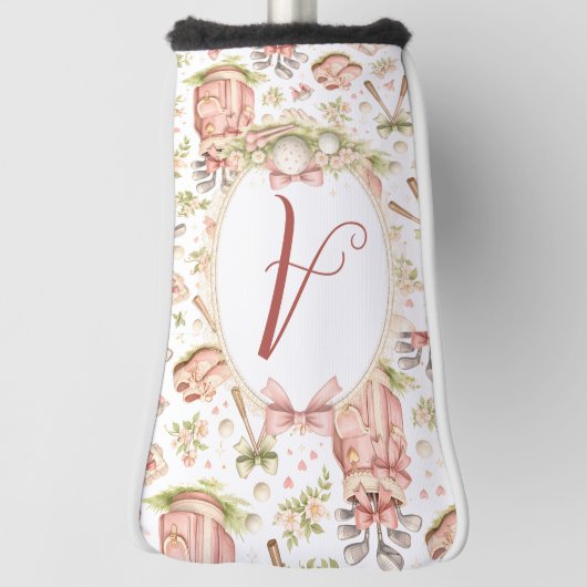 Personalized Blush Bow Golf Monogram Headcover (Rotieren 90)
