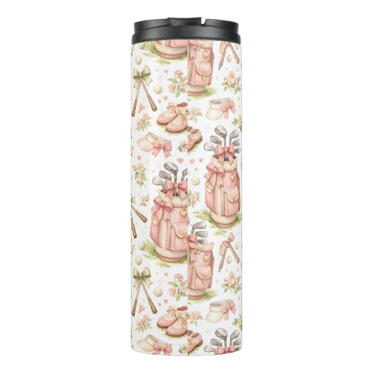 Personalized Blush Bow Golf Monogram Thermosbecher (Rückseite)