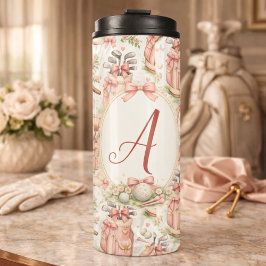 Personalized Blush Bow Golf Monogram Thermosbecher