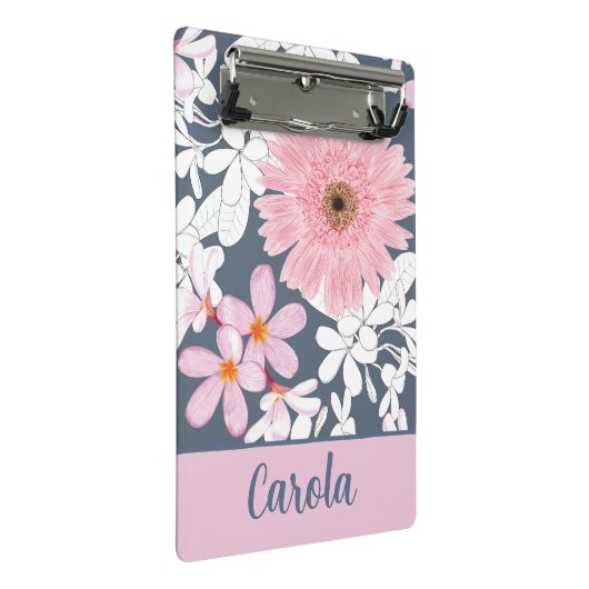 Personalized Blush Floral Planner Mini Klemmbrett (Schrägansicht)